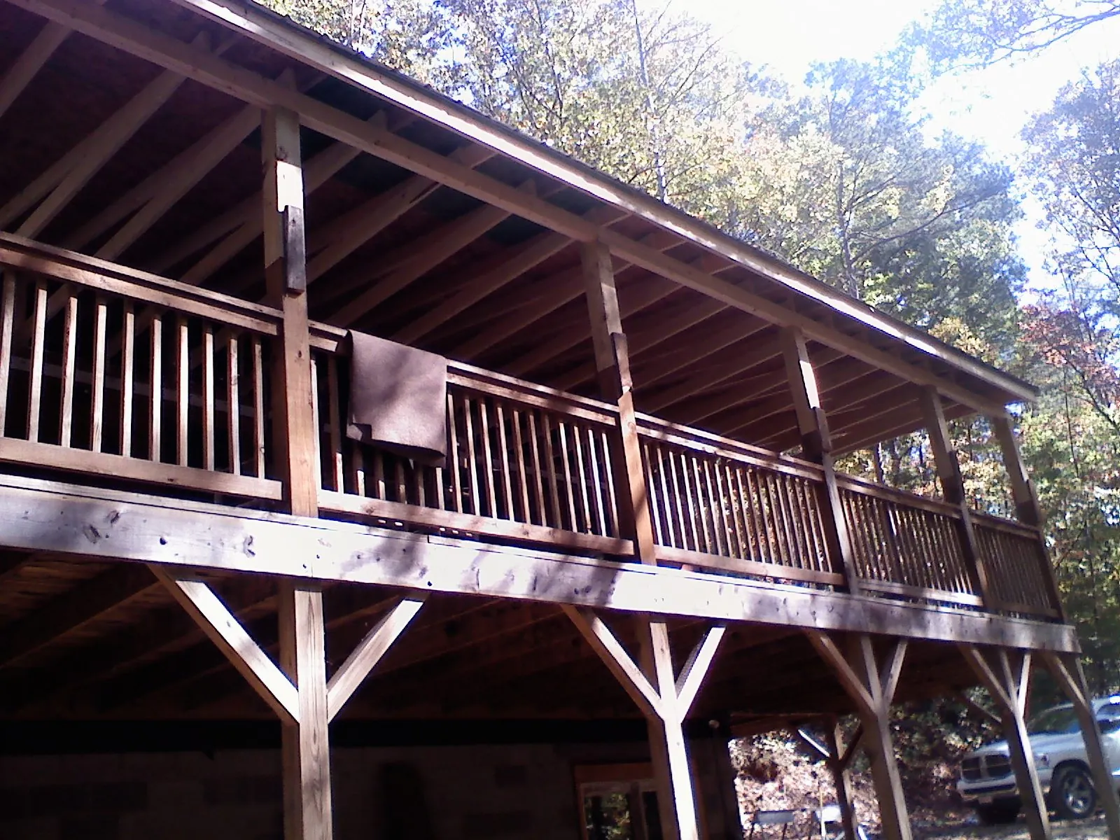 Timber framing under a new elevated porch and deck — Roof Leak Repair in Gurnee by Roofing Brothers